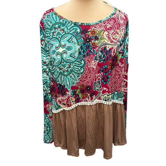 NWT Perfectly Priscilla Mixed Media Abstract Floral Print Tunic, XXXL - Picture 1 of 6